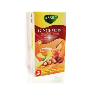 Thé Gingembre, Miel & Dattes – 12 sachets + 2 bonbons gingembre offerts